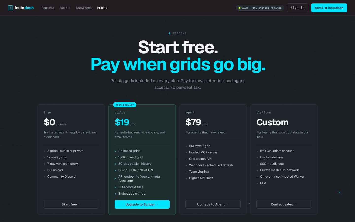 Instadash Pricing