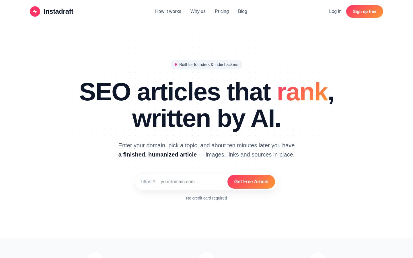 Instadraft Homepage