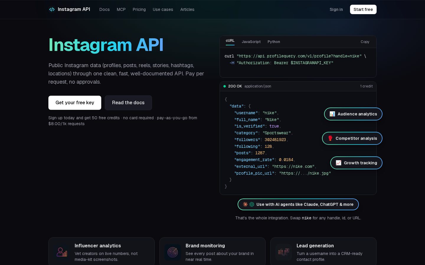 Instagram API Homepage