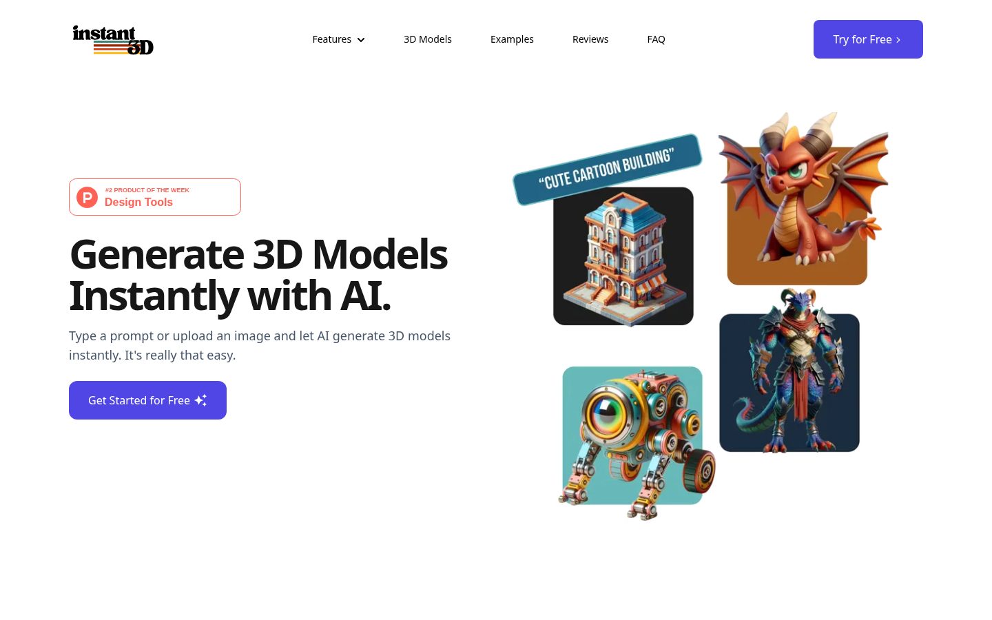 Instant 3D AI Homepage