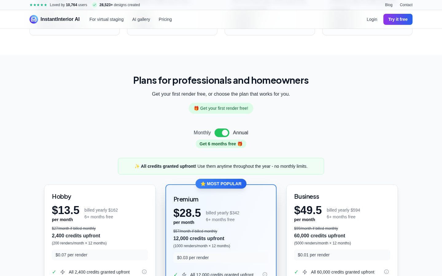 Instant Interior AI Pricing