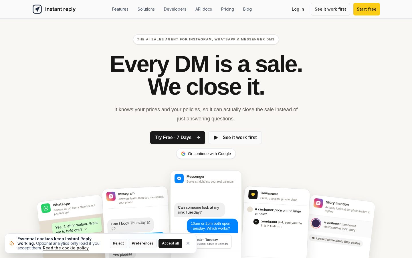 Instant Reply Homepage