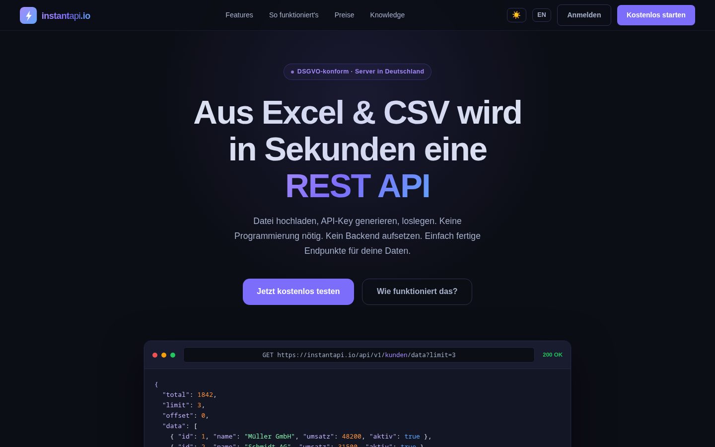 InstantAPI Homepage