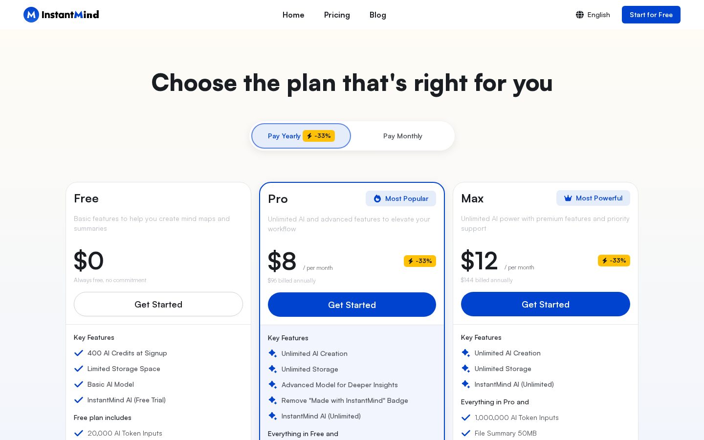 InstantMind Pricing
