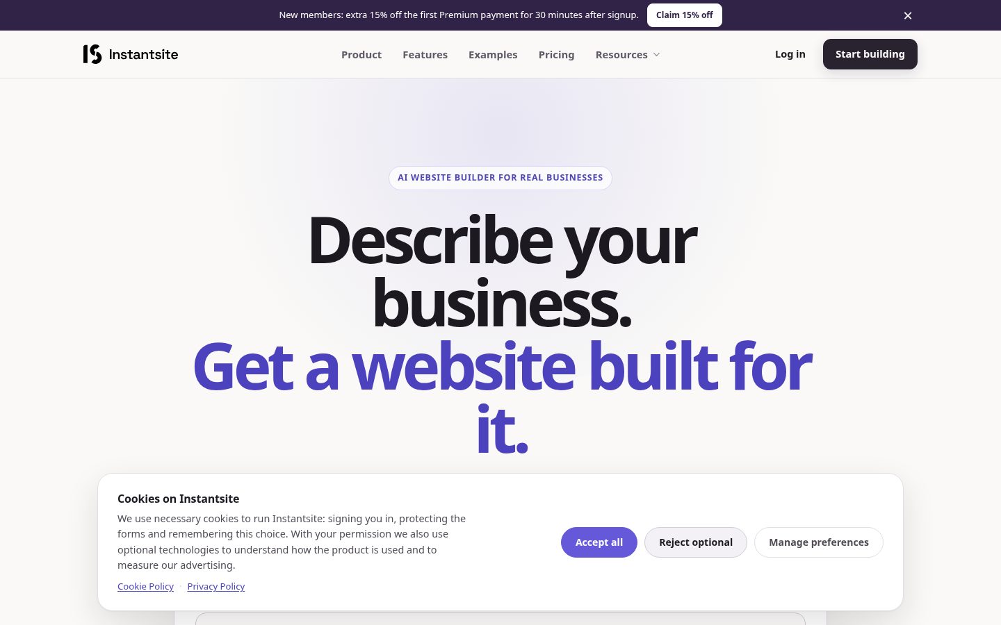 Instantsite Homepage