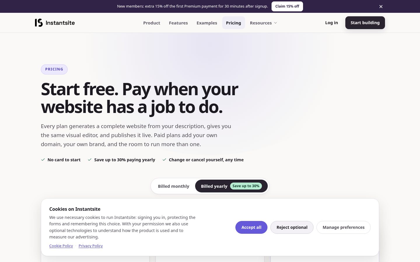 Instantsite Pricing