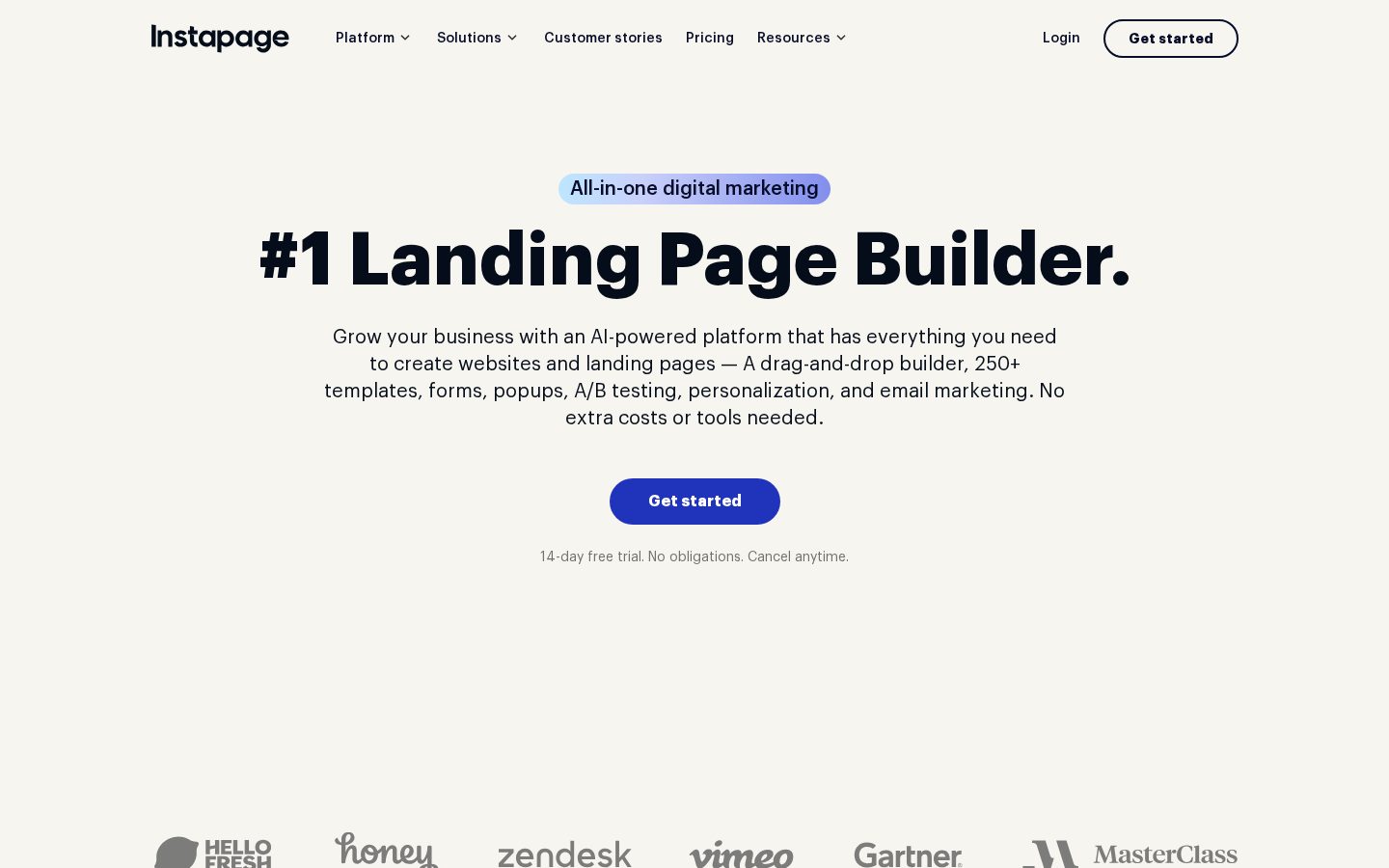 Instapage Homepage