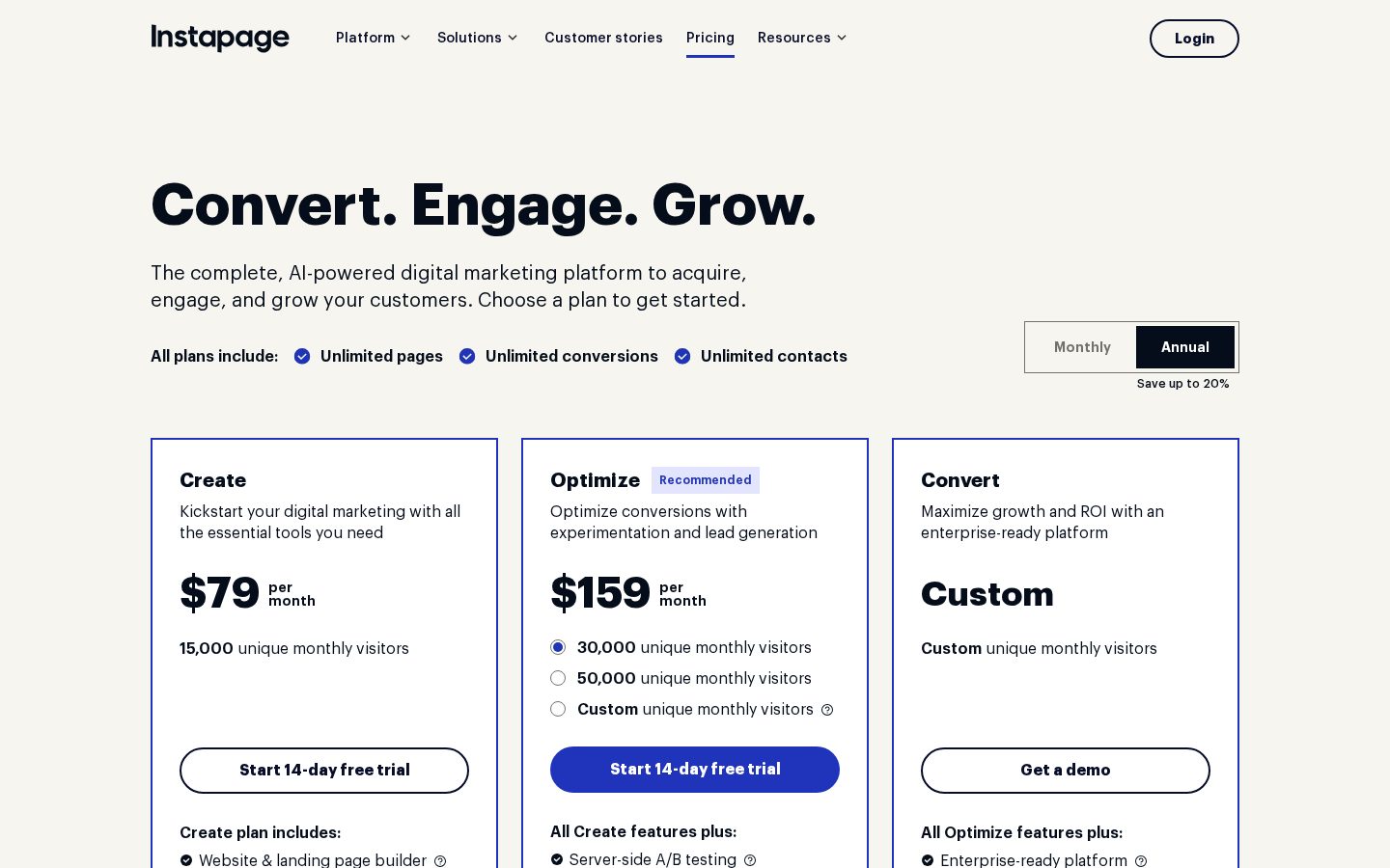 Instapage Pricing