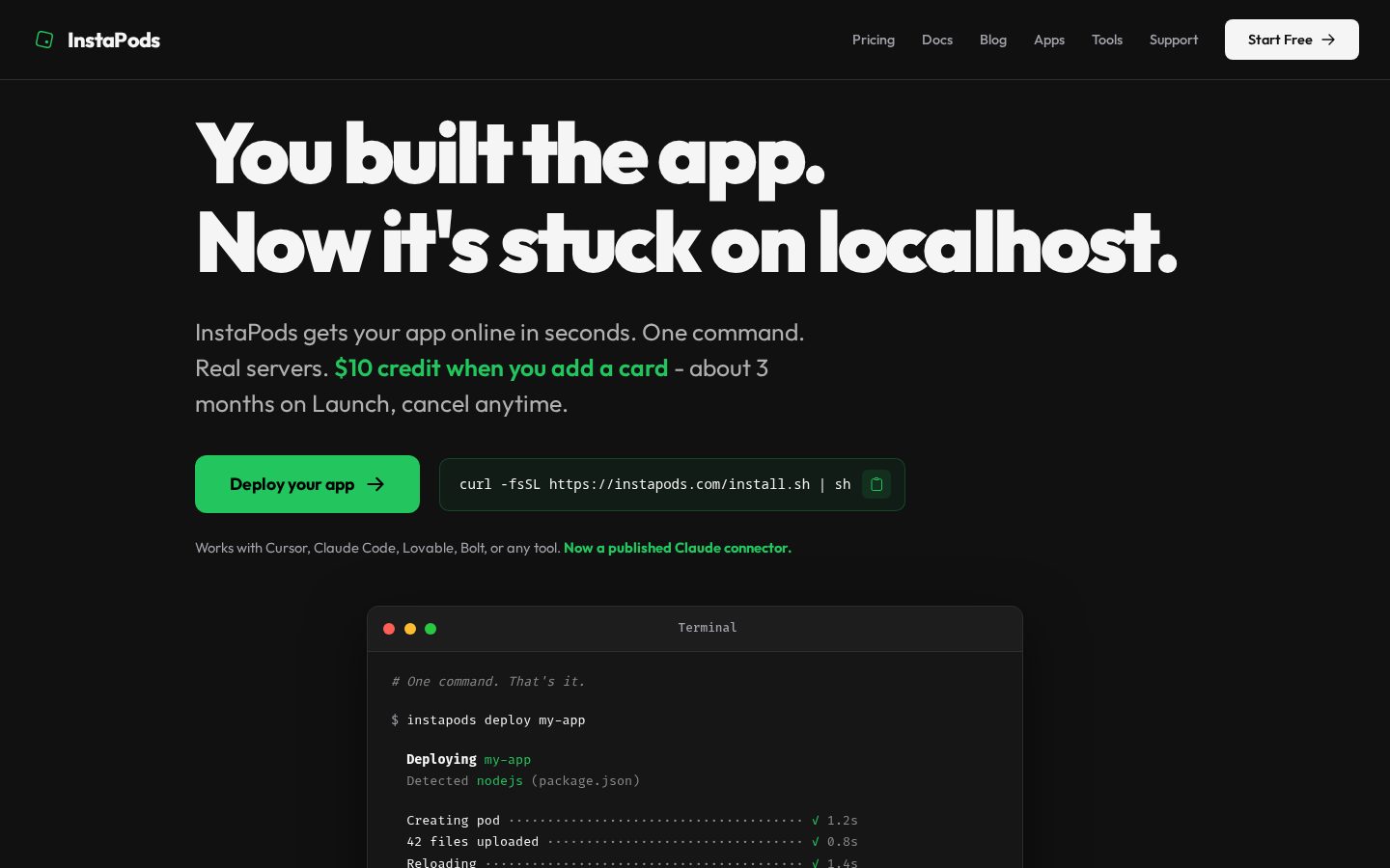 InstaPods Homepage
