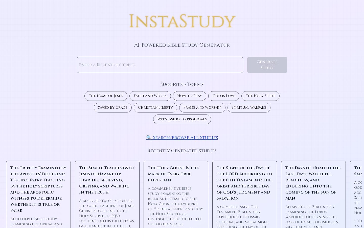 InstaStudy Homepage