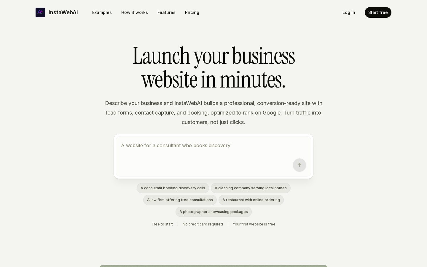 InstawebAI Homepage
