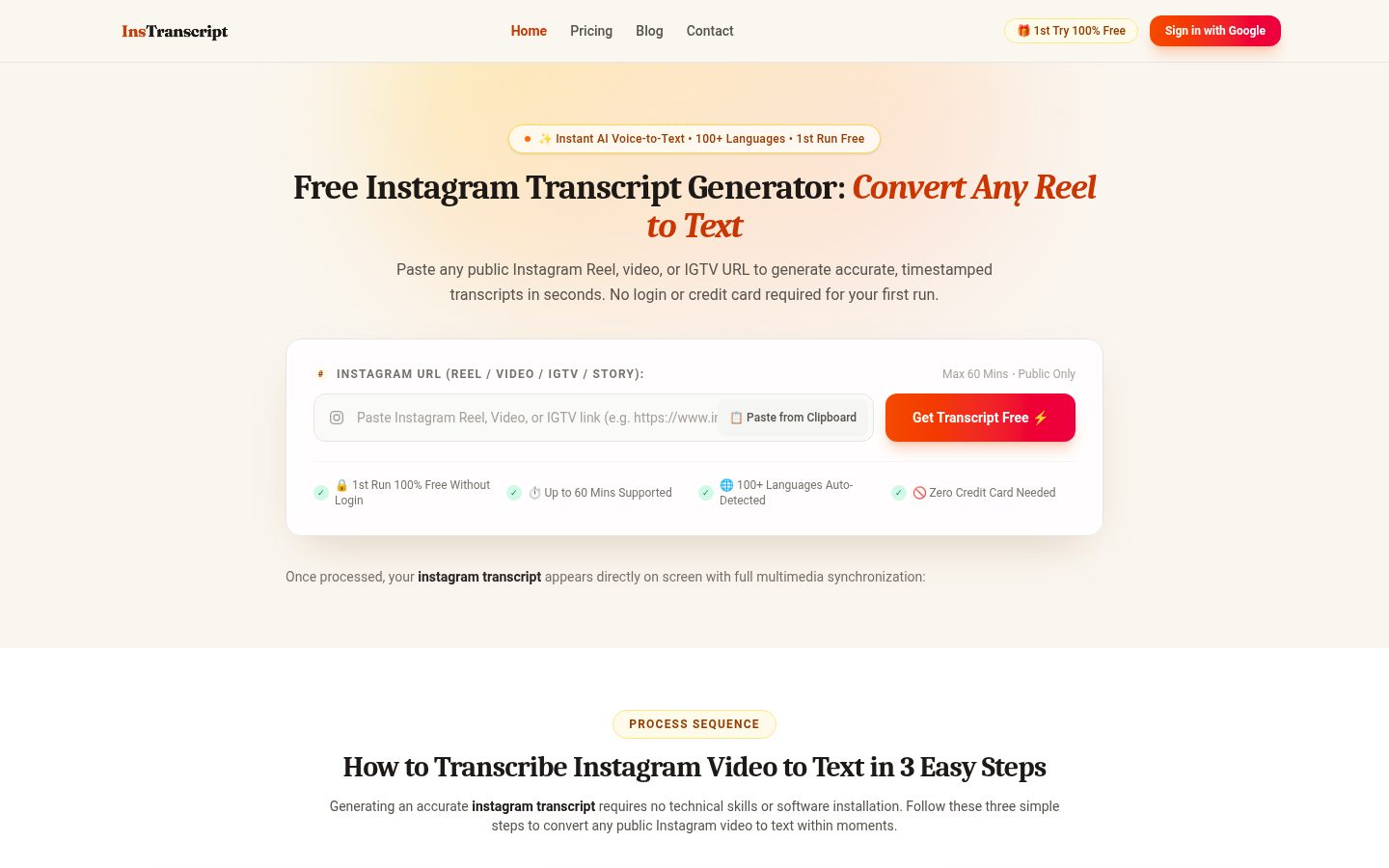 InsTranscript Homepage