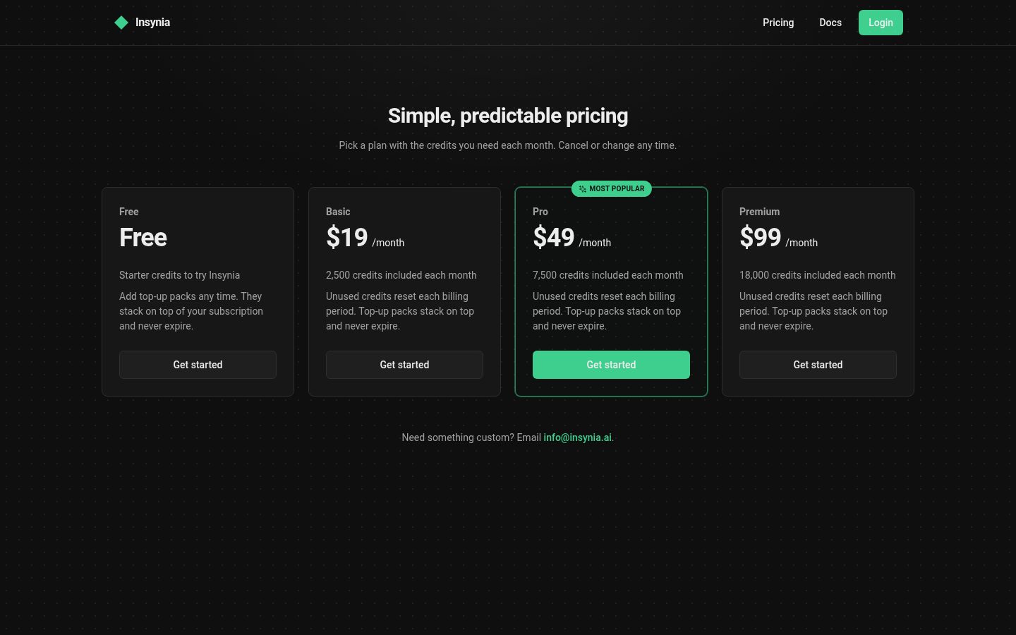 Insynia Pricing