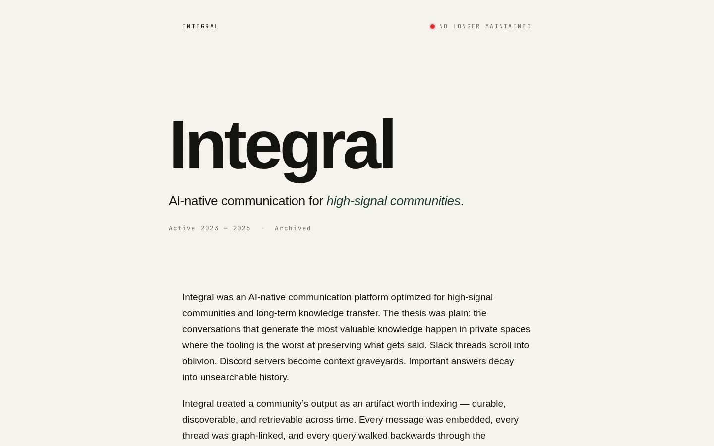 Integral Homepage