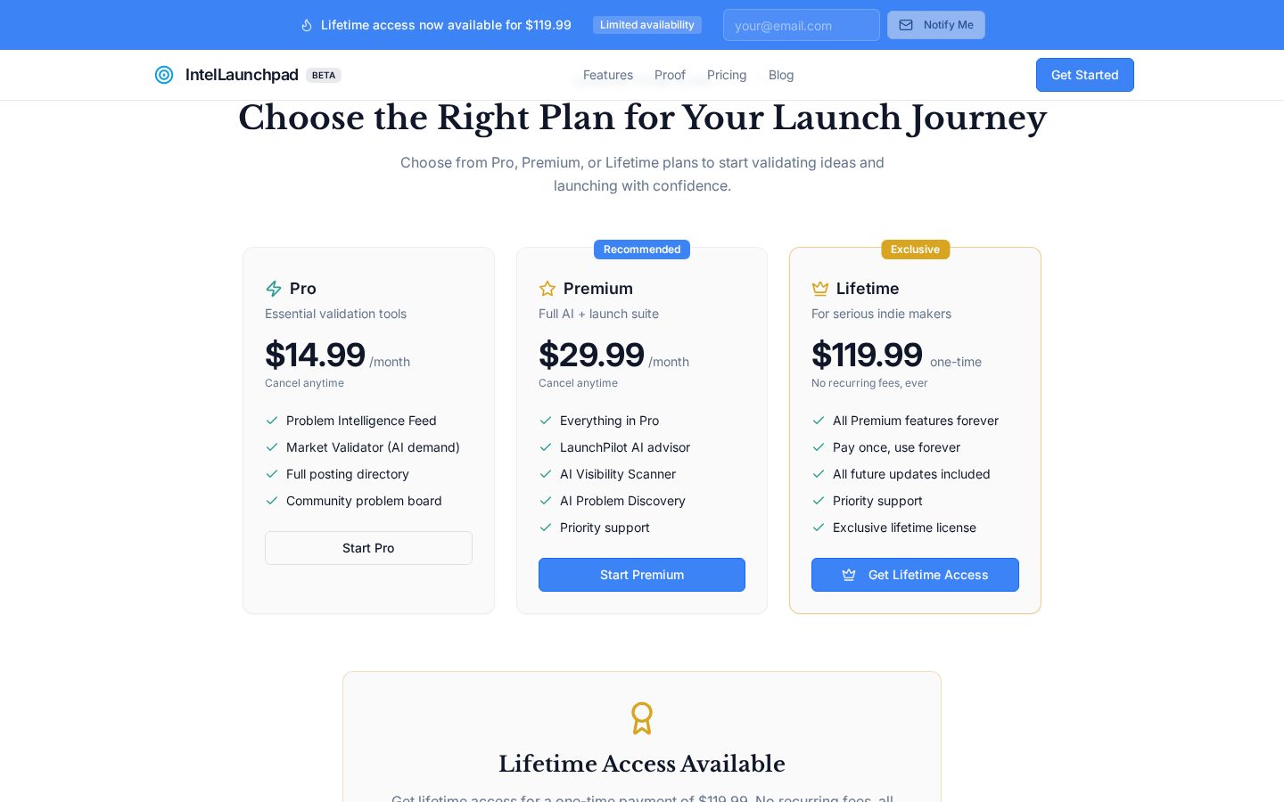 IntelLaunchpad Pricing