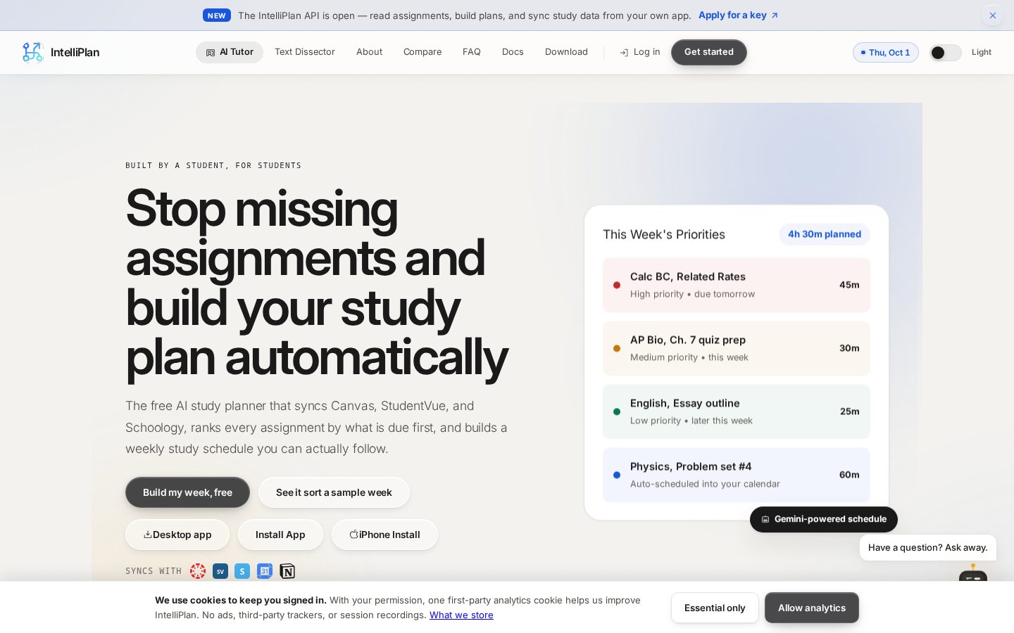 IntelliPlan Homepage