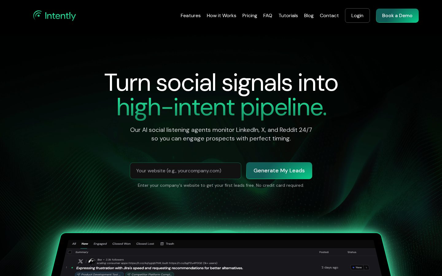 Intently Homepage