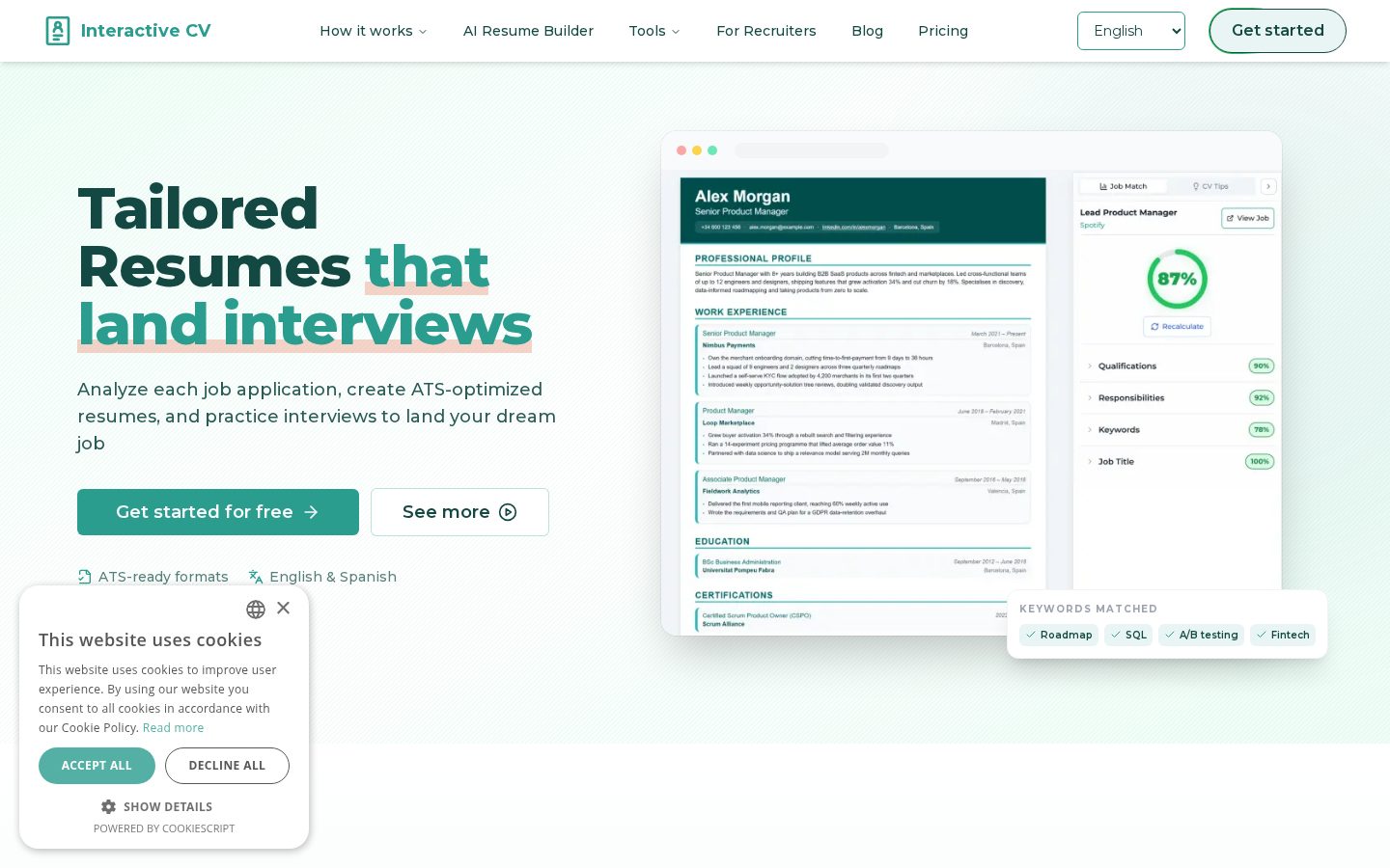Interactive CV Homepage