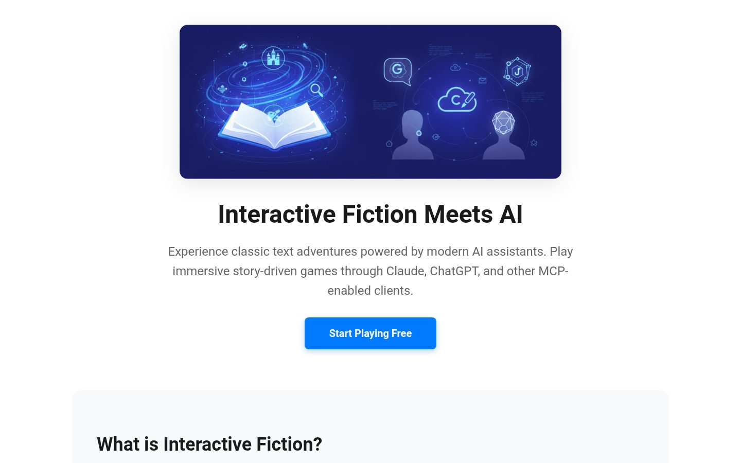 Interactive fiction games for ChatGPT Homepage