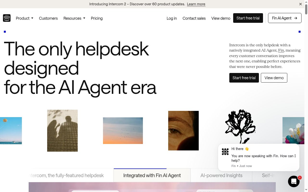 Intercom homepage