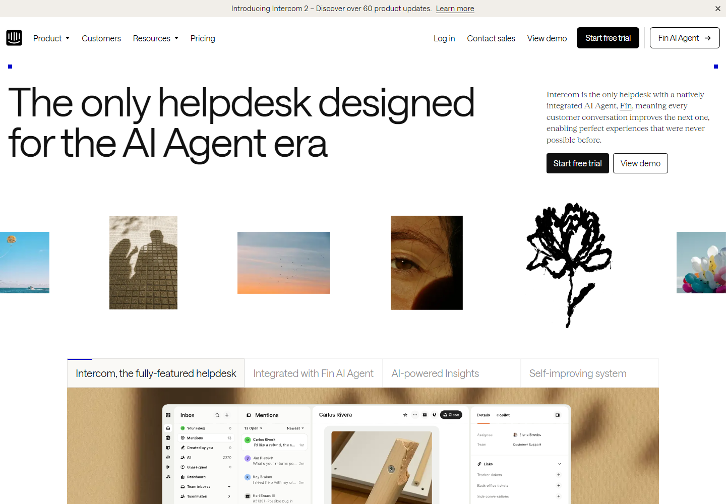 Intercom homepage