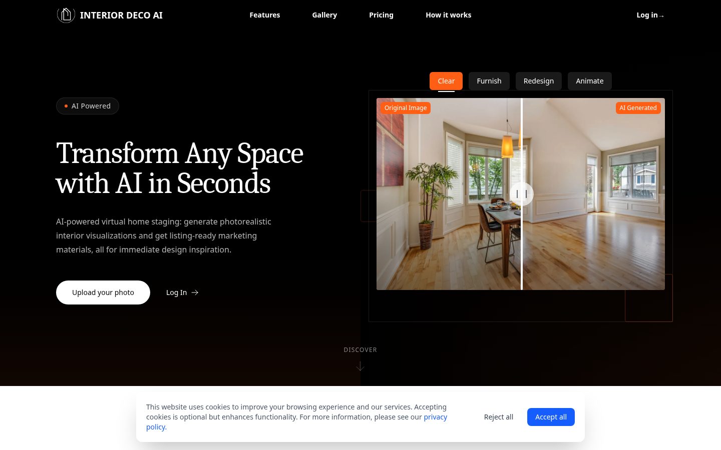 Interior Deco AI Homepage
