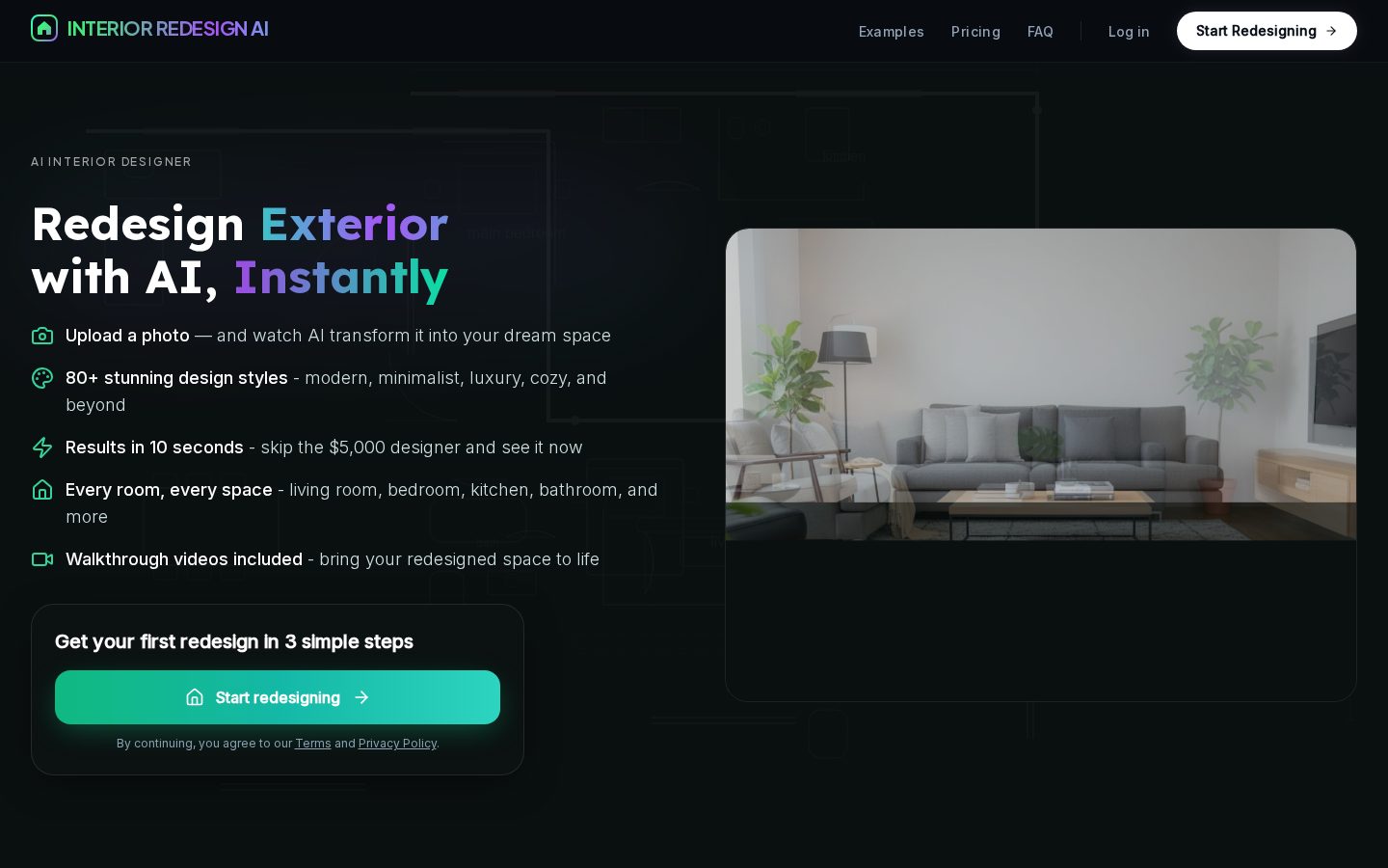 Interior Redesign AI Homepage