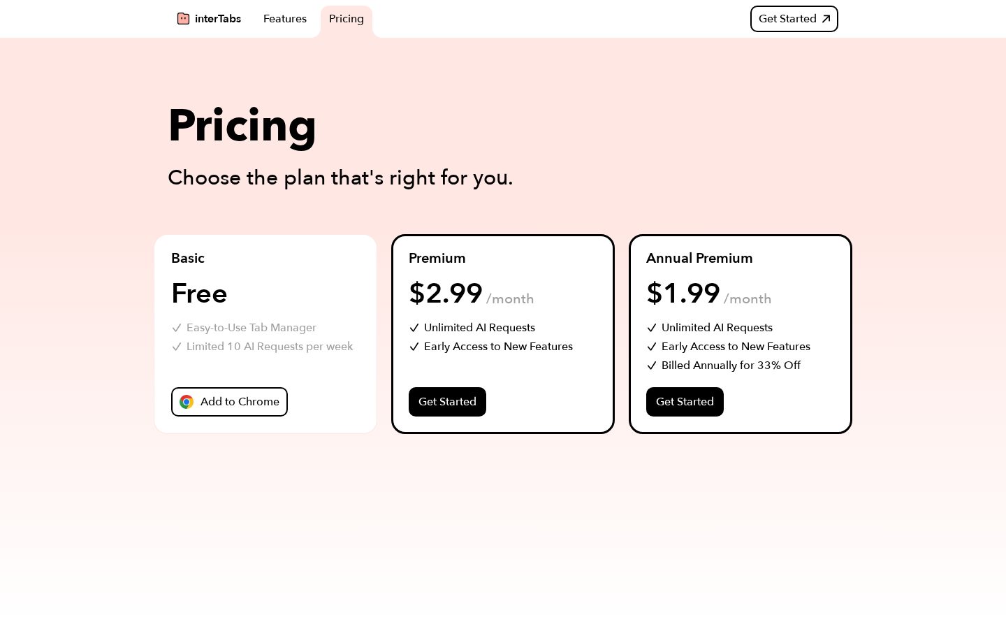 interTabs Pricing