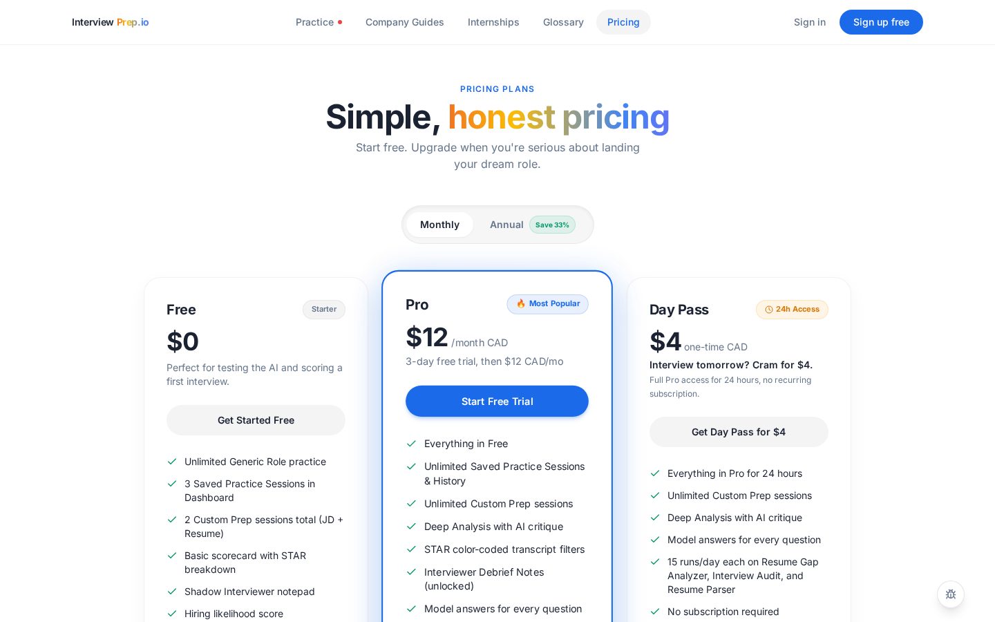 Interview Prep.io Pricing