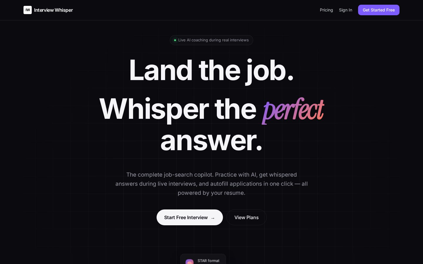 Interview Whisper Homepage
