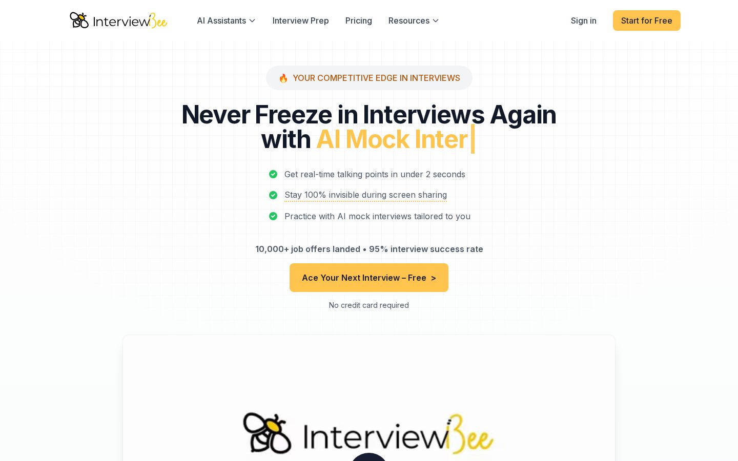 InterviewBee AI Homepage