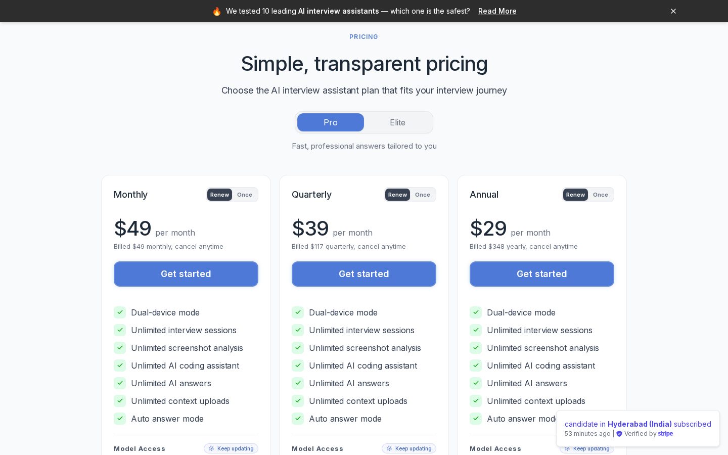 InterviewFox AI Pricing
