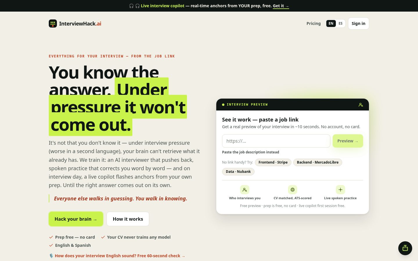 InterviewHack.ai Homepage