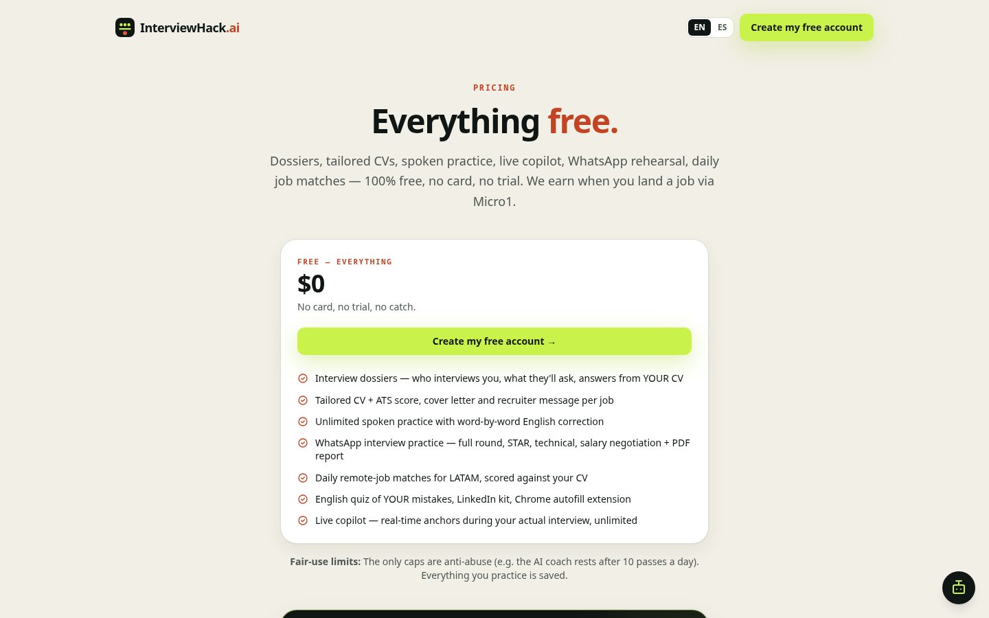 InterviewHack.ai Pricing