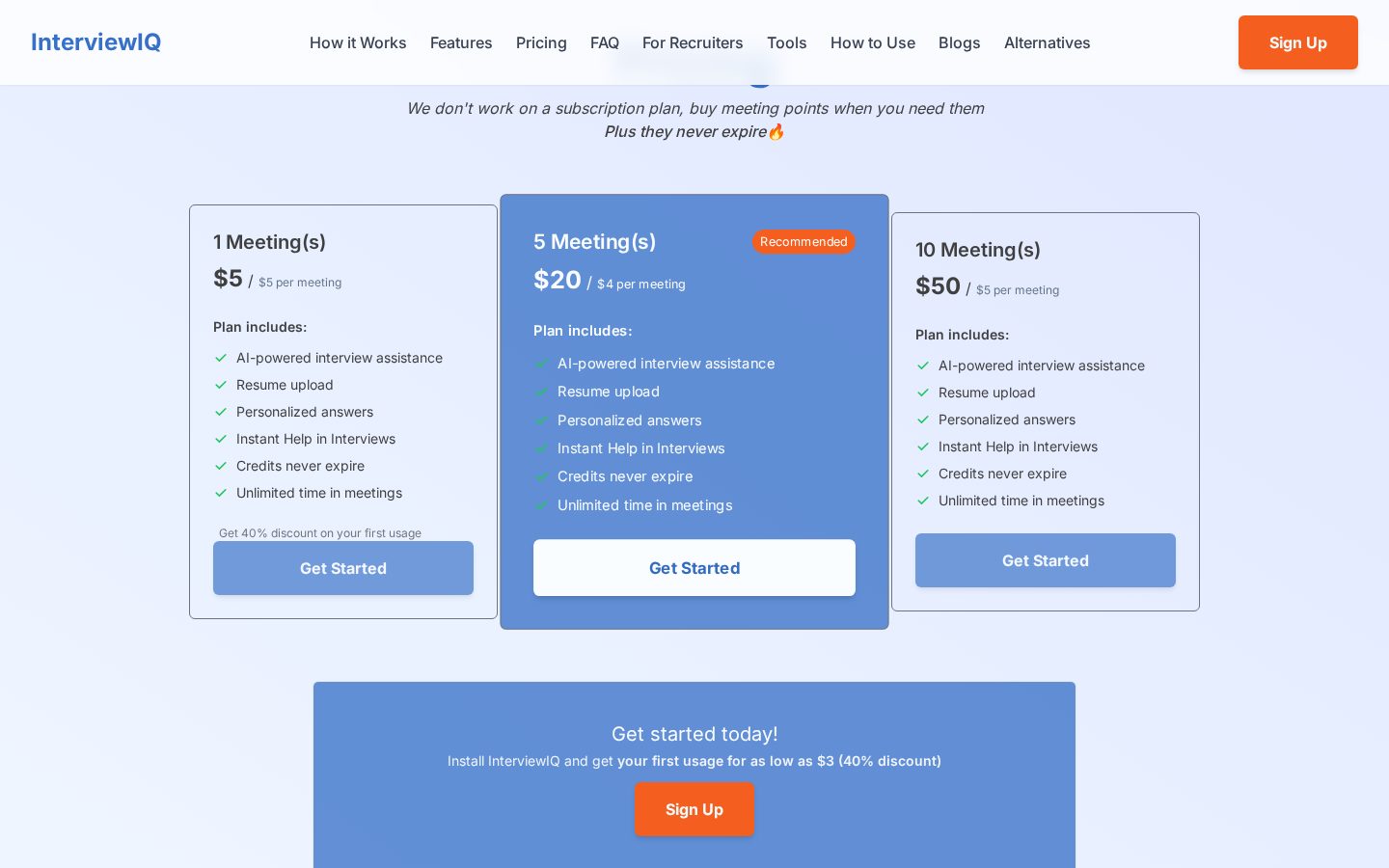 InterviewIQ Pricing