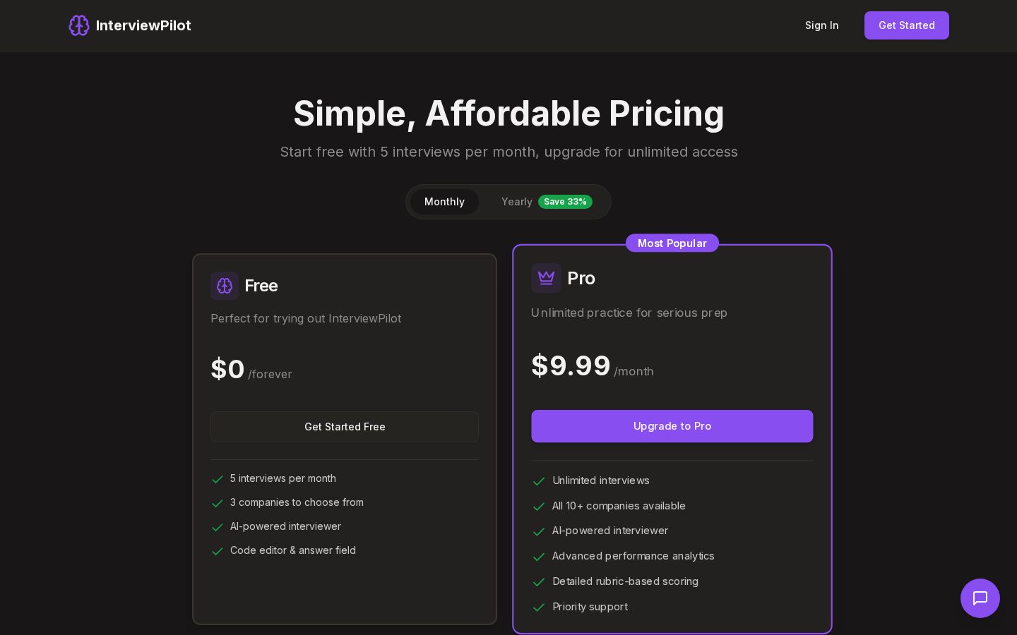 InterviewPilot Pricing