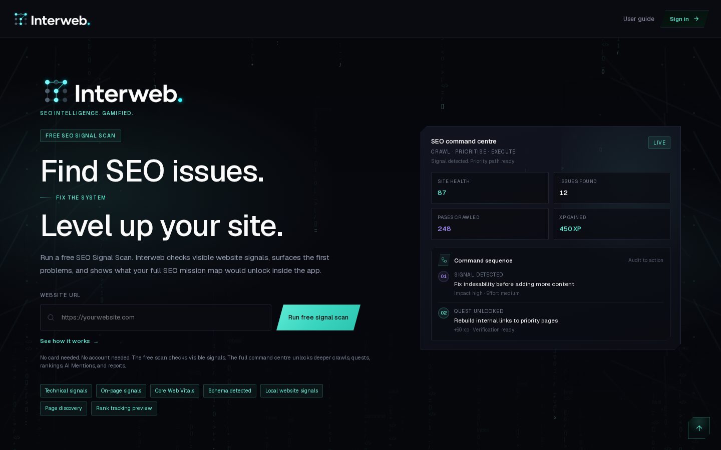 Interweb. Homepage