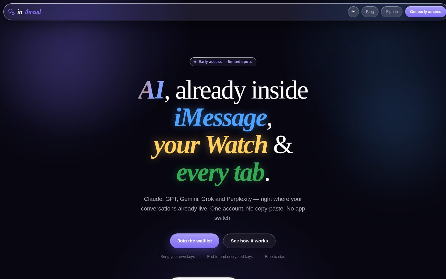 Inthread AI Homepage