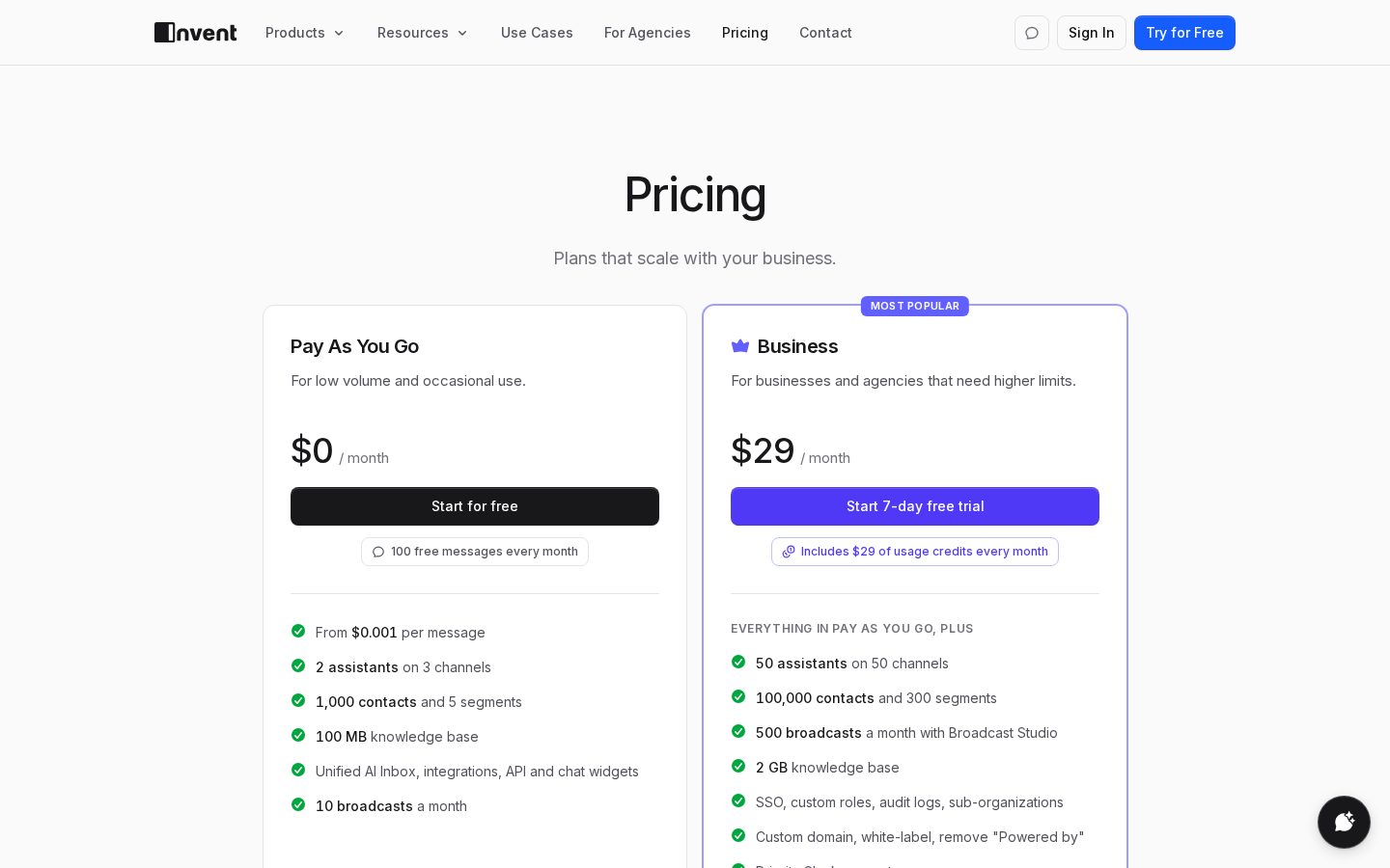 Invent Assistants - Scale Support, not stress Pricing