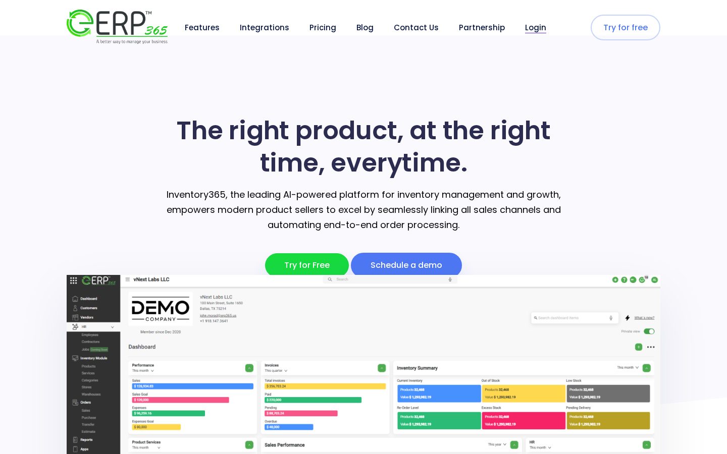 Inventory365 Homepage