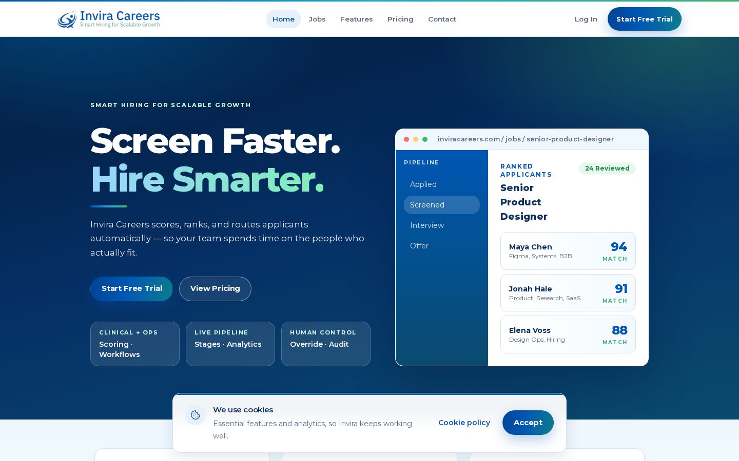 Invira Careers Homepage
