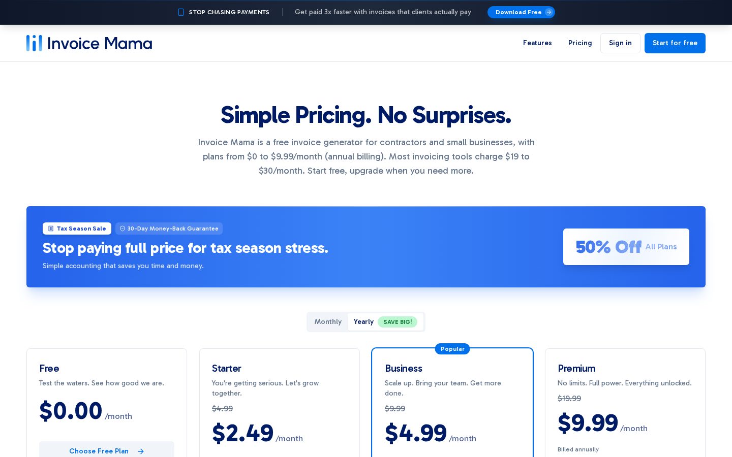 Invoice Mama Pricing