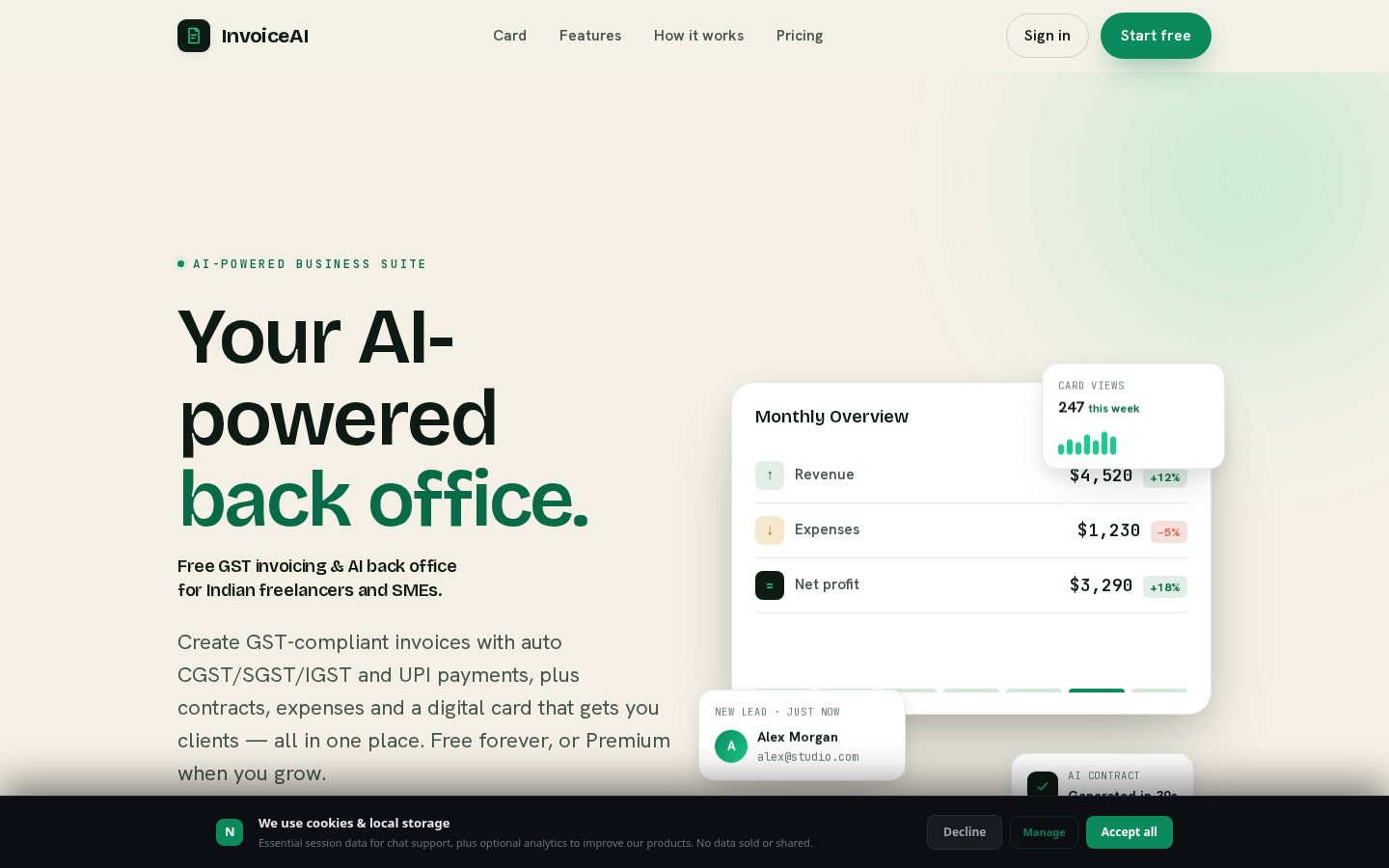 InvoiceAI Homepage