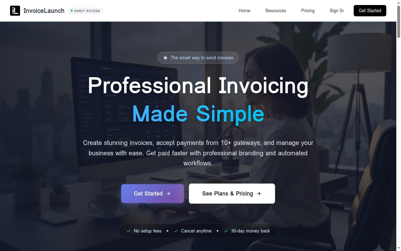 InvoiceLaunch Homepage