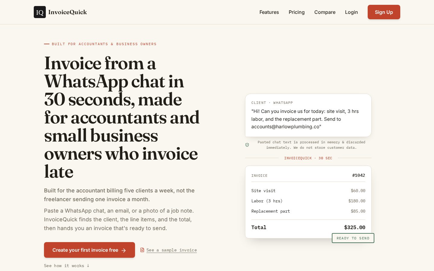 InvoiceQuick Homepage