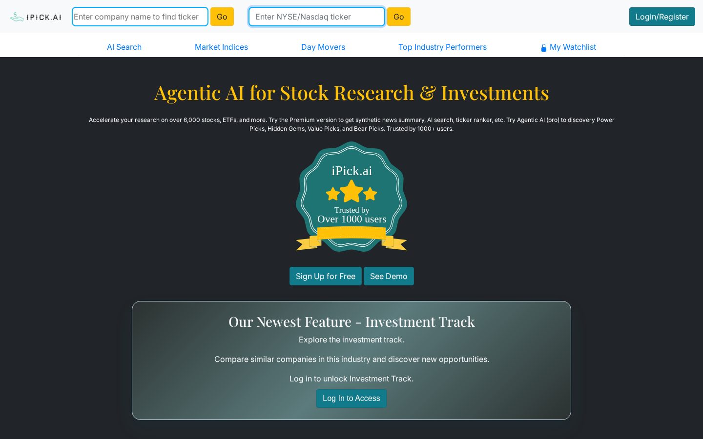 iPick.ai Homepage