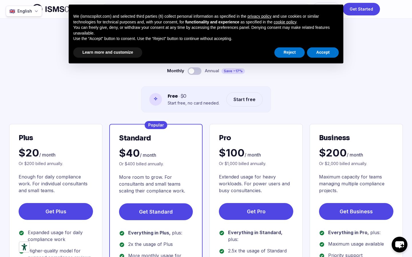 ISMS Copilot Pricing