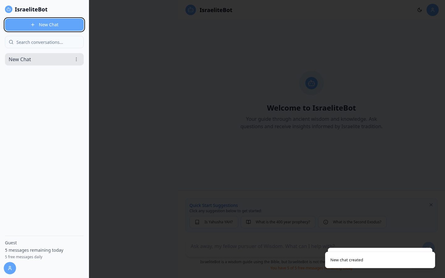 IsraeliteBot: Your Bible AI Companion Homepage