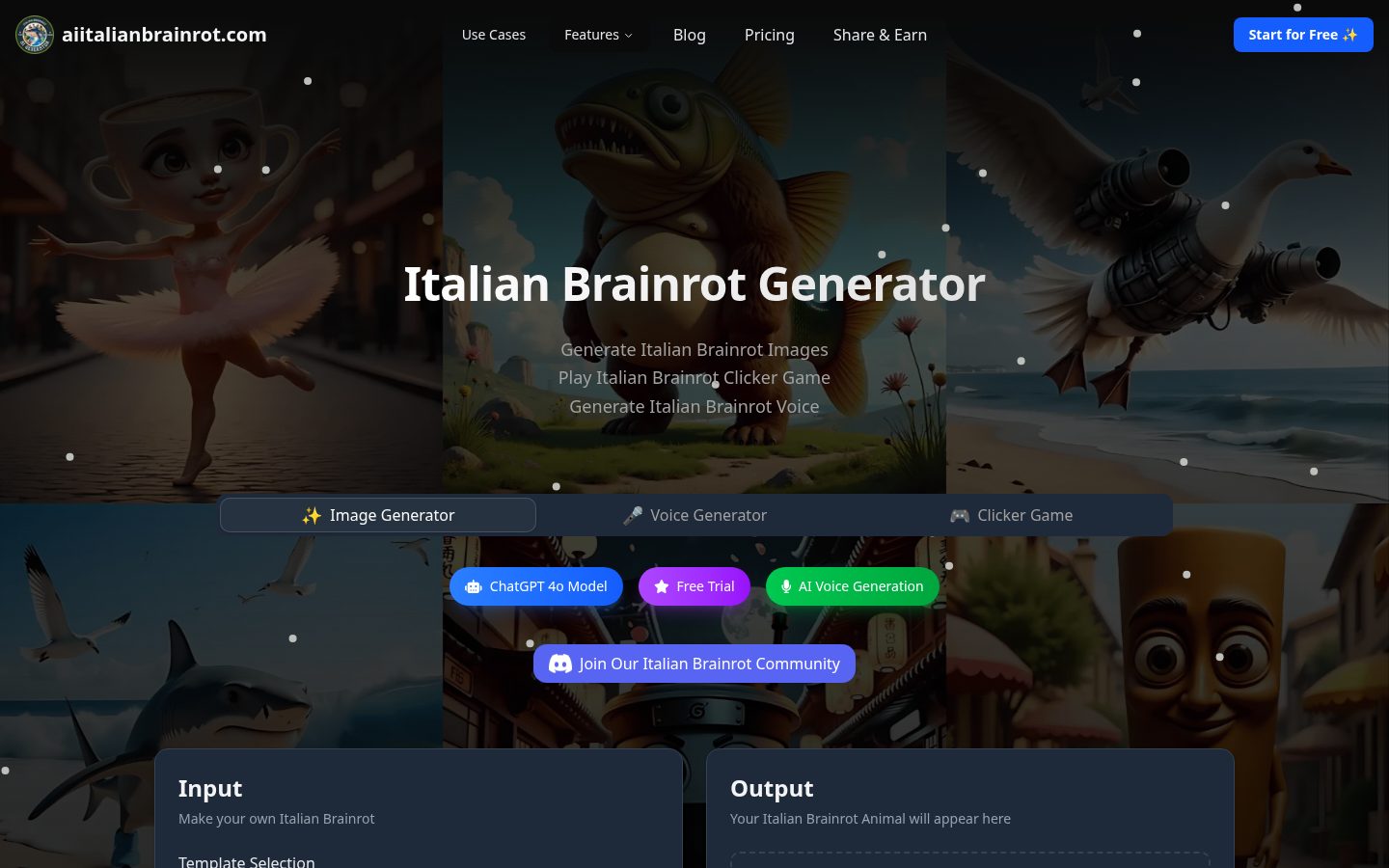 Italian Brainrot Generator Homepage