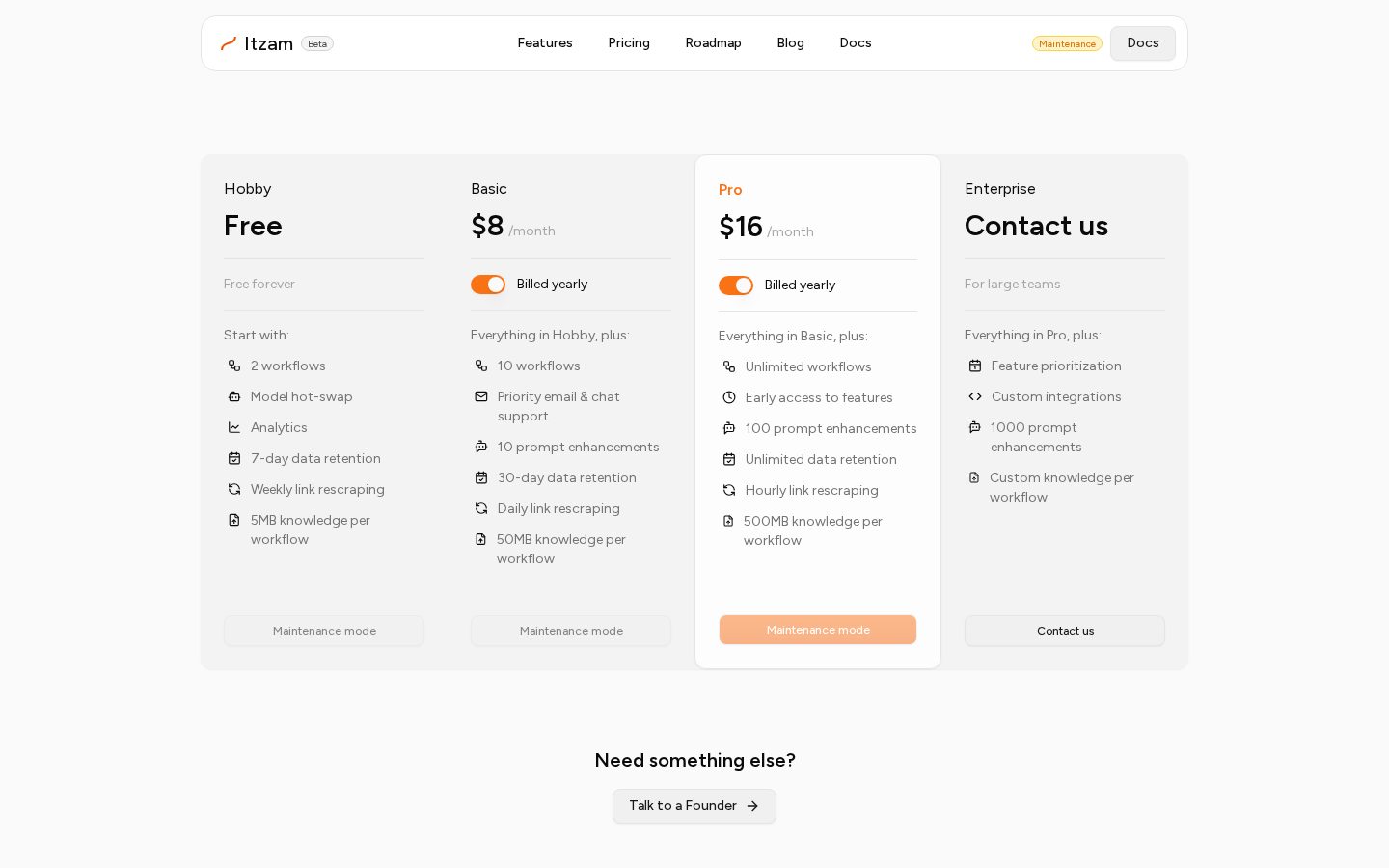 Itzam Pricing